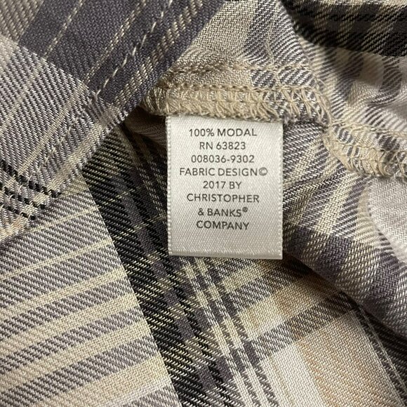 CJ Banks Womens Plaid Button Up Top Long Sleeve Multicolored Size X Studded - Picture 9 of 9